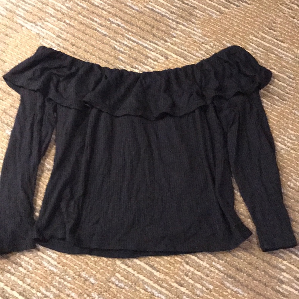 Off the shoulder black long sleeve top